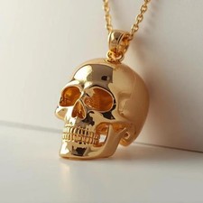 18K oro giallo sul fuoco fiammiferi Ho detto teschio ciondolo solo (N catena)