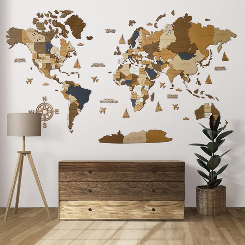 Mappamondo legno in - in, (in