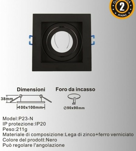 Incasso quadrato acciaio
