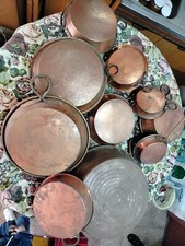 Pentole di rame antiche varie dimensioni 15 pezzi da restaurare