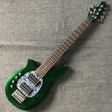 Basso Elettrico Sinistro 6 Corde Pickup Attivi Verde Metallizzato