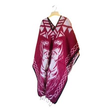 Poncho elegante bordeaux - , con