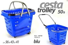 CESTINO MAXI TROLLEY BLU CESTA 50LT Supermercato Cestini CARRELLO SPESA MARKET