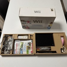 Nintendo Wii Black Sports Console Bundle Compatible Tested + Giochi ( 1 Sealed)