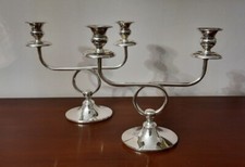 Candelabri, Coppia In Argento 800, Argentiere D'Agostino Palermo