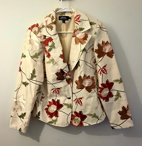 Giacca blazer panna - , ricamata