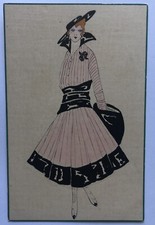 Cartolina donnine spilla cappello abito liberty silhouette T8