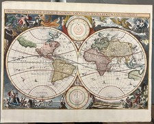 Mappa del mondo 1662 – Danckerts – Orbis Terrarum antica incisione colorata