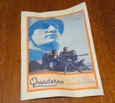 Quaderno vintage L'ITALIA IN CAMICIA NERA È, E SARÀ INVINCIBILE Mussolini 