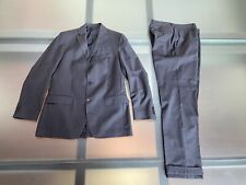 DOUBLE BRIAN & BARRY ABITO COMPLETO UOMO GRIGIO SCURO 100% LANA LEGGERO SIZE 50