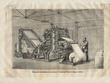 Stampa antica MACCHINA TIPOGRAFICA WALTER rotativa 1872 Old Antique print
