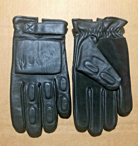 Guanti pelle nera moto - in,