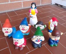 8 pupazzi in gomma BIANCANEVE E I SETTE NANI Walt Disney - Vintage 15 cm