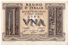 1 UNA VNA LIRA 1939 - ITALIA -
