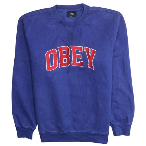 Felpa pullover obey uomo blu - felpa,