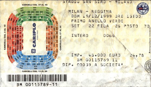 Biglietto stadio milan reggina - biglietto,