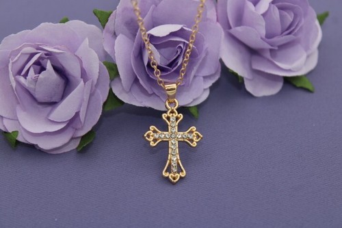 Collana croce dorata zirconi