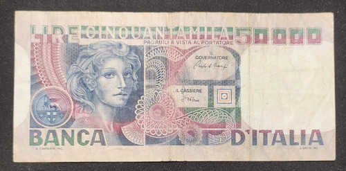 50000 lire volto - lire, donna