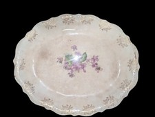 Piatto da portata ovale vintage Cina imperiale motivo floreale bella patina 11,5"