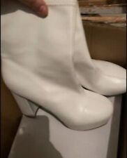 Stivali Donna Scarpe Stivaletti Bianchi Pelle Sintetica.