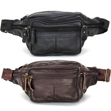 Marsupio vera pelle borsa uomo donna 6 scomparti multitasche lavoro viaggio nero