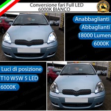 CONVERSIONE FARI LED TOYOTA YARIS MK1 KIT LED H4 + LED POSIZIONE T10 6000K