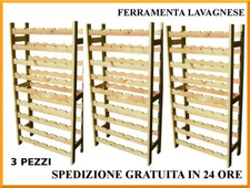 3 CantinettE portabottiglie 54 posti cadauna in legno di abete totale 162 posti