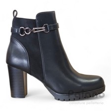 Tronchetto 275 pelle nero tacco alto con plateau