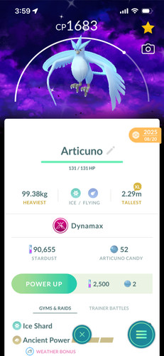 Shiny dynamax articuno - shiny, sfondo