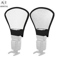 Diffusore Flash 2 Lati Bianco/Argento - Kit Riflettore Pieghevole con Cinghia