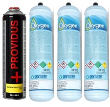 3 BOMBOLE OSSIGENO PER SALDATURA + 1 BOMBOLA BUTANO PROPANO PER TURBO SET 30