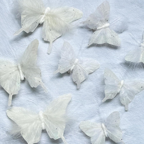 12pcs farfalla piuma bianca - 12pcs,