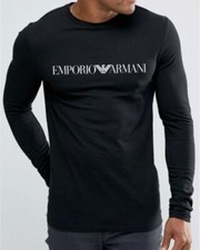 T-shirt uomo Emporio Armani nera cotone EA manica lunga taglia M*L*XL*XXL