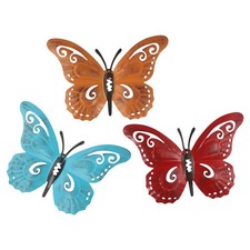 Set di Farfalle Decorative in Ferro Cavo 3PZ per Interno Esterno Stile