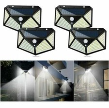 4 LAMPADE 100 LED SOLARE DA ESTERNO GIARDINO FARETTO FOTOVOLTAICO CON SENSORE