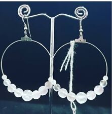 Orecchini cerchio in Quarzo Rosa e Argento 925 