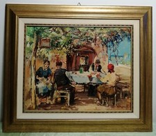 CANZANELLA Nicola - Quadro dipinto ad olio su tela 50x40 cm, ‘Sotto la Pergola'