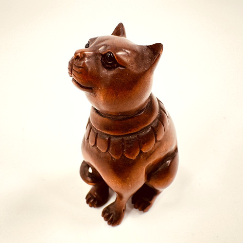 Antico netsuke gatto - gatto, seduto