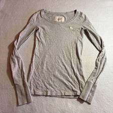T-shirt Abercrombie Fitch donna grigia manica lunga logo Abercrombie taglia S y2k