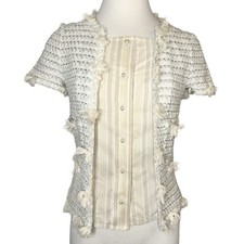 GIACCA CHANEL 2005 CRUISE TWEED RIGHE MANICA CORTA