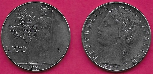 Italia 100 lire 1981 dea - 100,