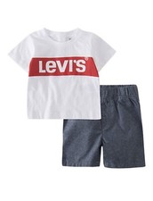 Levi's Set 2pz Box Tab Manica Corta Top e Fondo Bambino Ragazzo - 6 Mesi