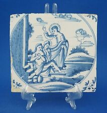 BLUE DELFT Olanda antica Mattonella ceramica maiolica San Francesco 1700 XVII