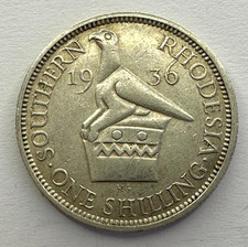 Moneta da 1 scellino 1936 Rhodesia meridionale, argento 0,925, XF estremamente fine
