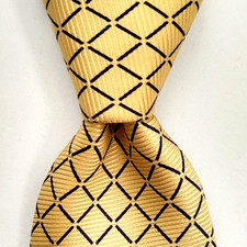 TINO COSMA cravatta uomo seta ITALIA designer a quadri giallo/nero nuova senza etichette