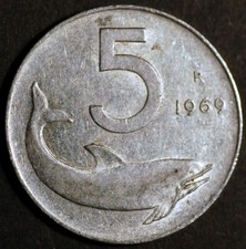 Italia 5 Lire 1969 KM# 92