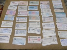 LOTTO DI 64 MINIASSEGNI DI VARIE BANCHE E VARI VALORI NOMINALI VEDI FOTO INTERNE