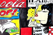  Quadro   Pulp Fiction  Dipinto A mano Pop Art  80x50 CM X 4 BORDO DIPINTO 