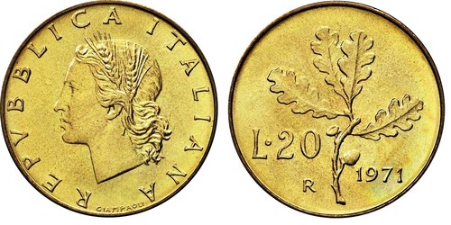 Repubblica italiana 20 lire - repubblica,