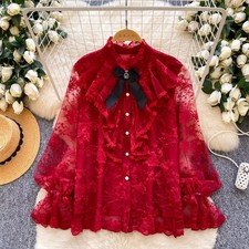 Camicia Pizzo Rosso Volant